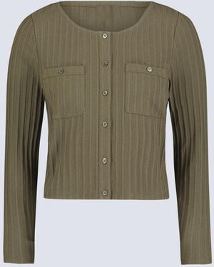 Buffalo David Bitton Buffalo Jeans Albertina Ribbed Long-Sleeve Button-Up Top - Green