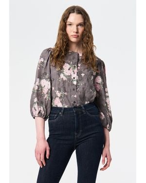 Buffalo David Bitton Buffalo Jeans Emilijah Puff Sleeve Floral Blouse - Gray