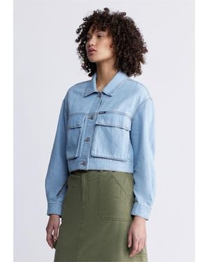 Buffalo David Bitton Buffalo Jeans Teagan Boxy Denim Jacket, Bleached And Contrasted - Blue