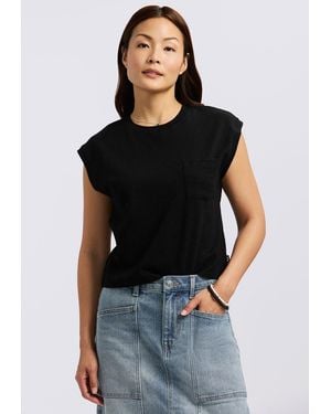 Buffalo David Bitton Buffalo Jeans Amandine Cap-Sleeve Crop Top - Black