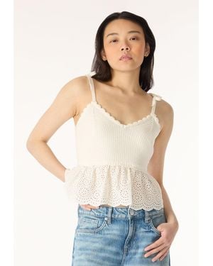 Buffalo David Bitton Buffalo Jeans Picabo Textured Knit Peplum Top - White