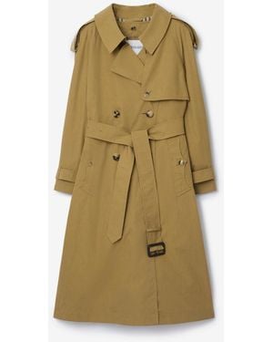 Burberry Long Canvas Fitzrovia Trench Coat With Warmer - Green