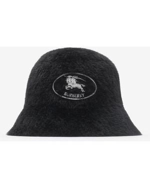 Burberry Knight Stamp Faux Fur Bucket Hat - Black