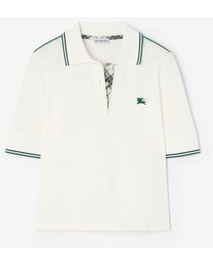 Burberry Cropped Cotton Tennis Polo Shirt - White
