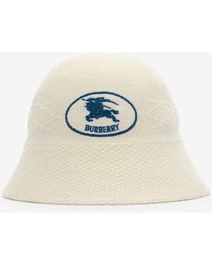 Burberry Knight Stamp Knitted Bucket Hat - White