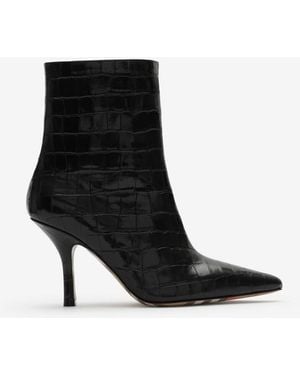 Burberry Crocodile-Effect Leather Dame Ankle Boots - Black
