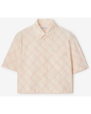 Burberry Cropped Check Cotton Shirt - Natural