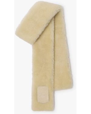 Burberry Narrow Label Shearling Scarf - Natural