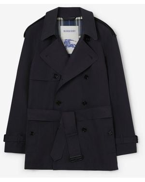 Burberry Short Lightweight Cotton Trench Coat - Blue