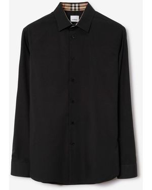 Burberry Slim Fit Stretch Cotton Shirt - Black