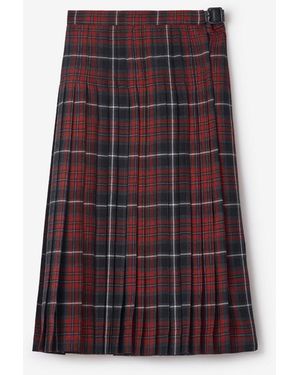 Burberry Check Wool Blend Midi Kilt - Red