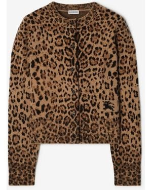 Burberry Jacquard Wool Cashmere Cardigan - Brown