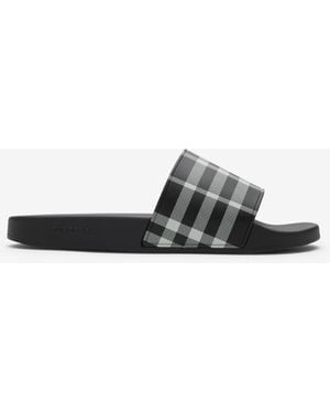 Burberry Check Slides - Black