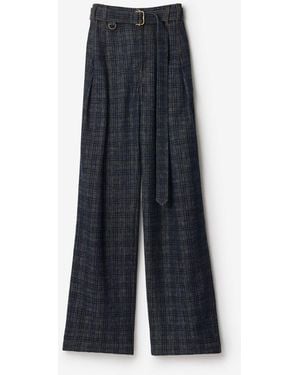 Burberry High Rise Wide Check Denim Jeans - Bleu