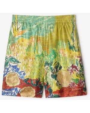 Burberry Highgrove Fountain Silk Shorts - Vert