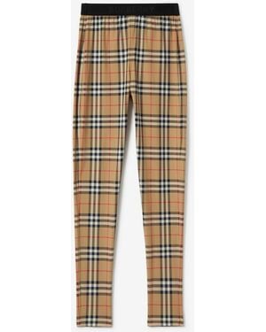Burberry Check Stretch Jersey Leggings - Natural