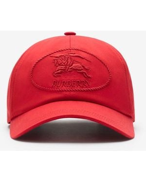 Burberry Knight Stamp Gabardine Baseball Cap - Rot