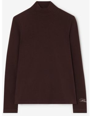 Burberry Stretch Cotton Turtleneck Top - Brown