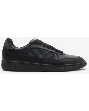 Burberry Leather And Check Terrace Sneakers​ - Black