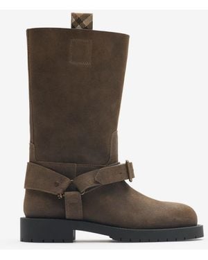Burberry Suede Soft Saddle Low Boots​ - Brown