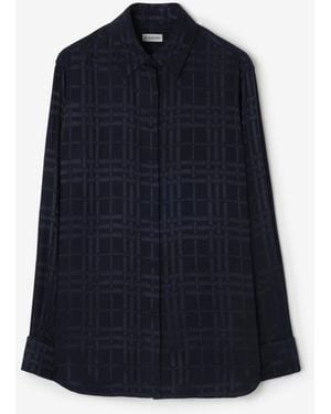 Burberry Classic Fit Check Silk Shirt - Blue