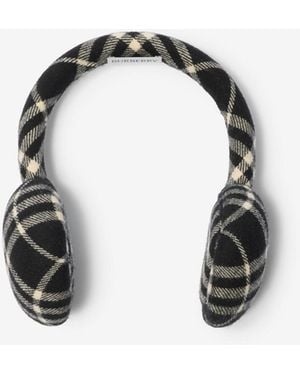 Burberry Check Wool Cashmere Earmuffs - Black
