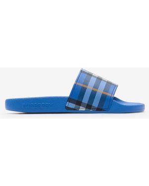 Burberry Childrens Check Slides - Blue