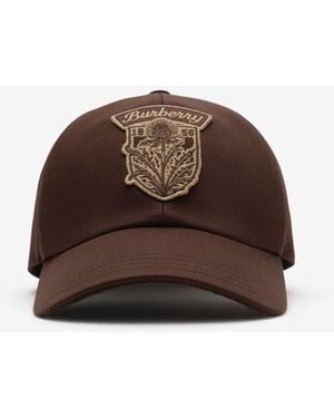Burberry Thistle Shield Gabardine Baseball Cap - Braun