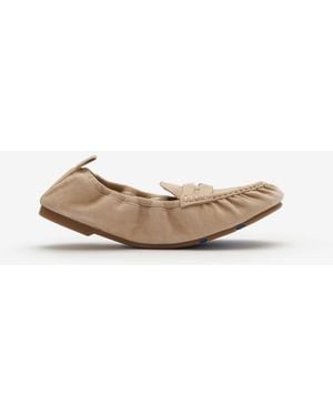 Burberry Suede Fawn Loafers - Natural