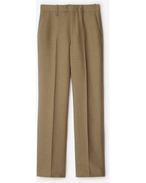 Burberry Wool Tailored Pants - Natural