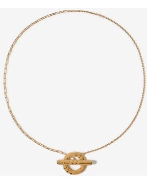 Burberry Check Granulation T-Bar Necklace - Metallic