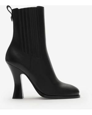 Burberry Leather Pillar Ankle Boots - Black