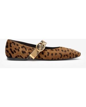 Burberry Leopard Print Robin Ballerinas - Brown
