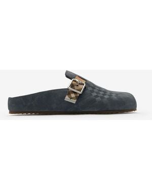 Burberry Check Suede Urchin Clogs - Blue