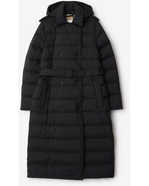 Burberry Long Nylon Hooded Puffer Coat - Black