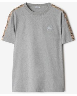 Burberry Check Trim Cotton T-Shirt - Grey