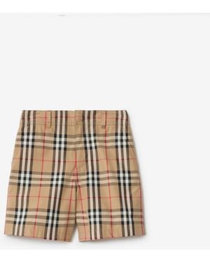 Burberry Childrens Check Cotton Oxford Shorts - Natural