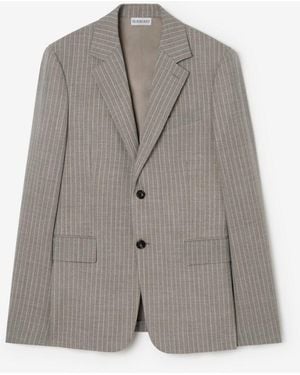 Burberry Pinstriped Wool Sloane Tailored Jacket - Grey