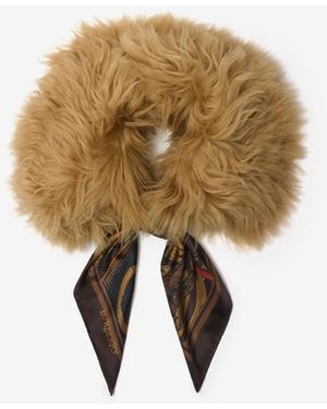 Burberry Scarf Trim Shearling Collar - Natural
