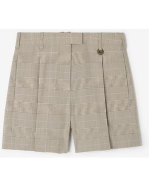 Burberry Check Wool Tailored Shorts - Natural