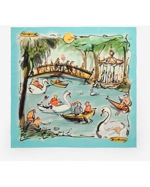 Burberry Swan Lake Silk Scarf - Green