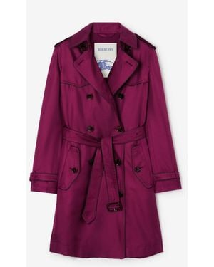 Burberry Long Silk Foxfield Trench Coat - Purple