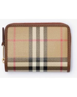 Burberry Small Check Zip Wallet - Natural