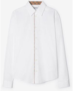 Burberry Check Piping Cotton Poplin Shirt - White