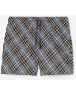 Burberry Check Swim Shorts - Grey