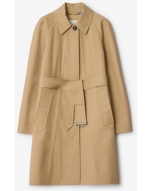 Burberry Mid-Length Bonded Cotton Car Coat - Natural