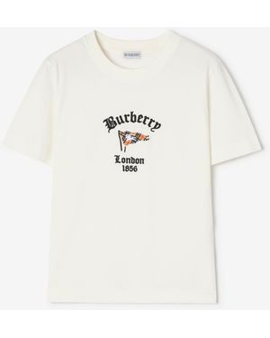 Burberry Check Flag Cotton T-Shirt - White