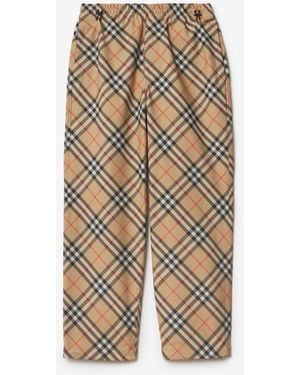 Burberry Check Twill Trousers - Natural
