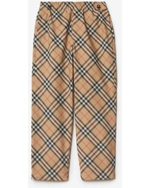 Burberry Check Twill Trousers - Natural