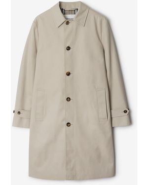 Burberry Long Cotton Blend Car Coat - Natural
